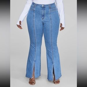 Slit front jeans